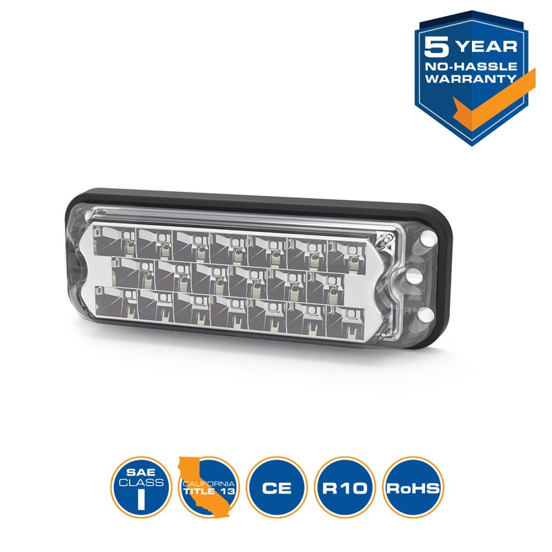 ECCO LED High-Intensity 20 LEDs Directional Amber Surface Mount 0.4 amps 12V 24V Waterproof 7 Flash Patterns Warning Light for Truck off Road car Commercial Vehicles, 5 Year Warranty - Image 4